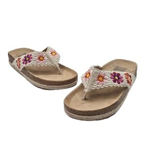 Dirty Laundry Tigerlily Crochet Thong Sandals Women's 8 White